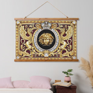 Gouden Medusa Houten Muur Tapijt Hangend Wandkleed