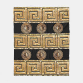 Gouden Medusa Meander Griekse Key Designer Fleece Deken