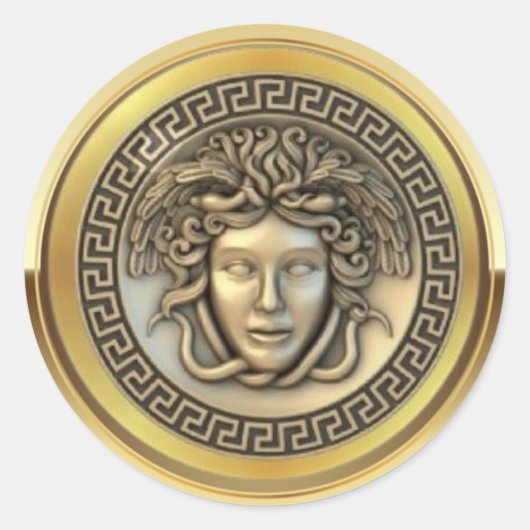 Gouden Medusa Ronde Sticker (Voorkant)