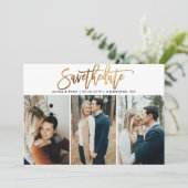 Gouden meerdere foto's save the date (Staand voorkant)