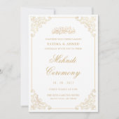 Gouden Mehndi Henna Islamitische Moslim Bruiloft Kaart (Voorkant)