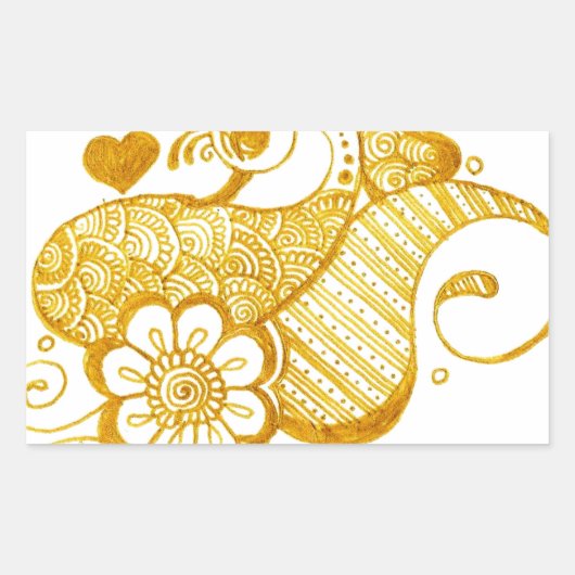 Gouden Mehndi henna kunst Rechthoekige Sticker (Voorkant)