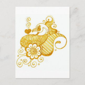 Gouden Mehndi hennaart. Briefkaart