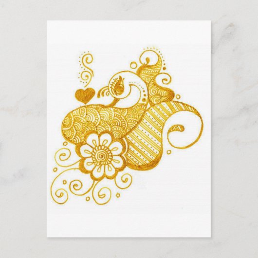 Gouden Mehndi hennaart. Briefkaart (Voorkant)