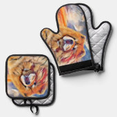 GOUDEN MEISJE chow Ovenwant & Pannenlap Set (Voorkant / Achterkant)