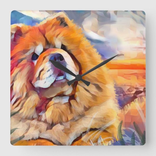 GOUDEN MEISJE chow Vierkante Klok (Voorkant)