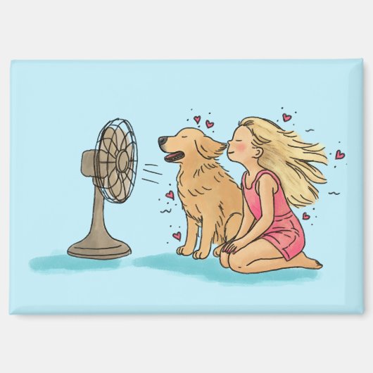 Gouden Meisje Fan Magneet (Voorkant)