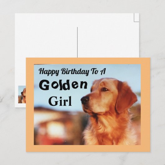 Gouden Meisje Gefeliciteerd Gouden Retriever Briefkaart (Voorkant / Achterkant)