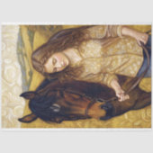 Gouden Meisje Kastanje Paard Herfst Velden Decoupa Tissuepapier (Voorkant)