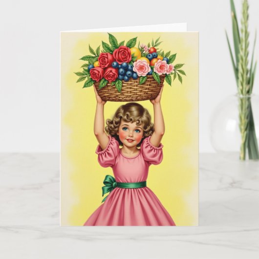 Gouden Meisje Oogstmand Kaart (Voorkant)