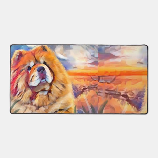 GOUDEN MEISJE Ruw rood chowDesk Mat (Voorkant)