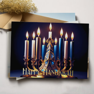 Gouden Menora Gelukkig Hanukka Folie Feestdagenkaart