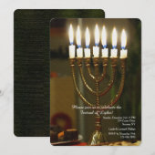 Gouden Menora Hanukkah Uitnodiging (Voorkant / Achterkant)