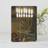 Gouden Menora Hanukkah Uitnodiging (Staand voorkant)
