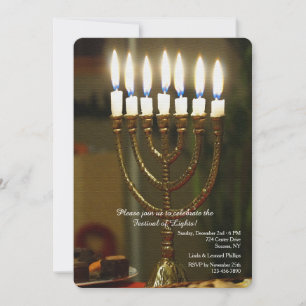 Gouden Menora Hanukkah Uitnodiging