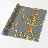 Gouden Menora Joodse Kaarshouder Cadeaupapier (Uitgerold)