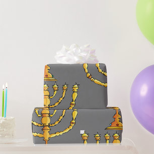 Gouden Menora Joodse Kaarshouder Cadeaupapier