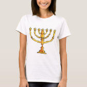 Gouden Menora Joodse Kaarshouder T-shirt (Voorkant)