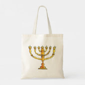 Gouden Menora Joodse Kaarshouder Tote Bag (Achterkant)