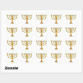 Gouden Menora Joodse Kaarshouder Vierkante Sticker (Vel)
