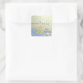 Gouden Menorah, Munten & Dreidels Happy Chanoeka Vierkante Sticker (Tas)