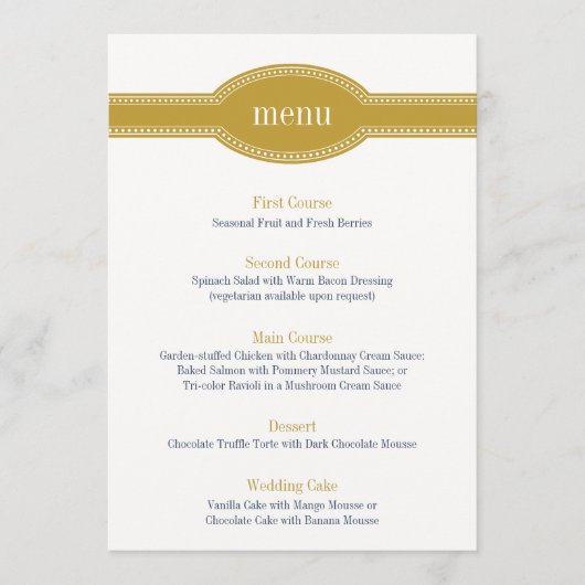 Gouden Menu Kaart, Caroline Wedding Collectie (Voorkant)