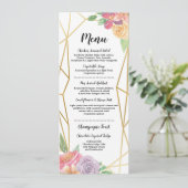 Gouden Menu Trouwreceptie Rustieke Frame Bloemen Kaart (Staand voorkant)