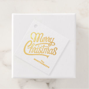 Gouden Merry Christmas Typografie Bedankjes Labels