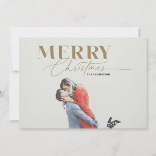 Gouden Merry Magic Script Serif Kerstmis Fotokaart Feestdagenkaart