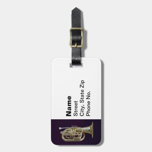 gouden messing-eufonium bagagelabel (Voorkant verticaal)