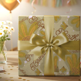Gouden met de hand geschilderde bloemen inpakpapier vel