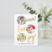 Gouden met de hand geschreven vakantie cirkel foto feestdagenkaart (Staand voorkant)