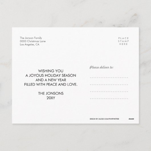 Gouden met de hand geschreven vakantie cirkel foto feestdagenkaart (Achterkant)