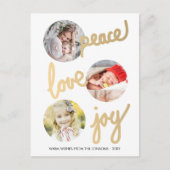 Gouden met de hand geschreven vakantie cirkel foto feestdagenkaart (Voorkant)