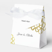 Gouden met de hand getekend bloembladpatroon trouw bedankdoosjes (Voorkant Zijde)