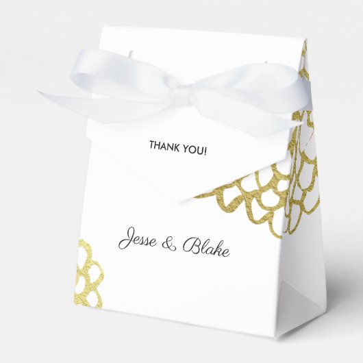 Gouden met de hand getekend bloembladpatroon trouw bedankdoosjes (Voorkant Zijde)