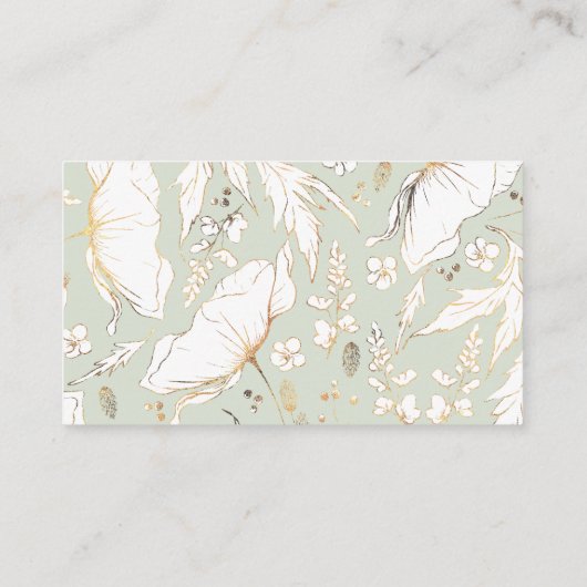 Gouden met de hand getekende wilde bloemen trouwde informatiekaartje (Achterkant)