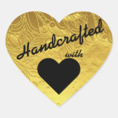 Gouden Met Liefde Handgemaakt Hart Sticker (Voorkant)