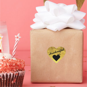 Gouden Met Liefde Handgemaakt Hart Sticker