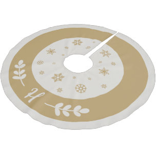 Gouden met sneeuwvlokken en monogram kerstboom rok