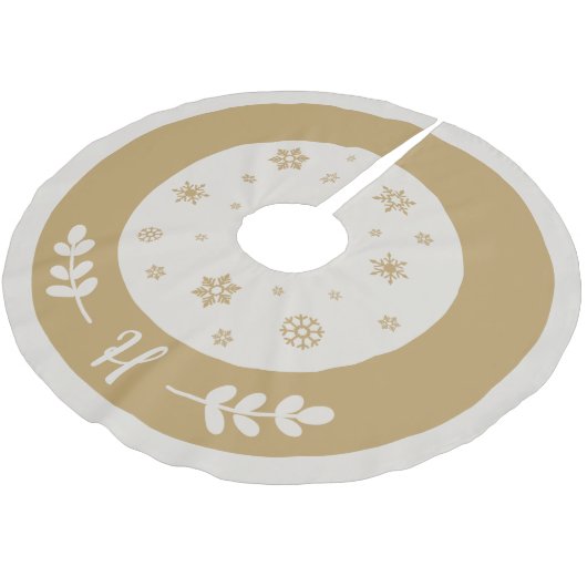 Gouden met sneeuwvlokken en monogram kerstboom rok (Gekanteld)