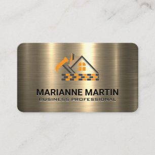 Gouden Metaal Home Hammers Logo Reparatie Visitekaartje