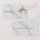 Gouden Metaal Huis Logo | Marmer Visitekaartje (Voorkant / Achterkant)