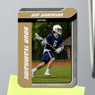 Gouden Metaal Lacrosse Speler Foto Magneet