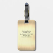 Gouden metaal, zwarte naam & monogram, groene doos bagagelabel (Achterkant verticaal)