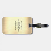 Gouden metaal, zwarte naam & monogram, groene doos bagagelabel (Achterkant horizontaal)