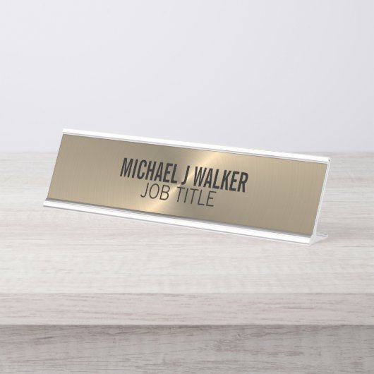 Gouden Metaaleffect, Professioneel Bureau Naambordje (Voorkant)