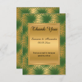 Gouden metaalgroene varen bedankkaart kaart