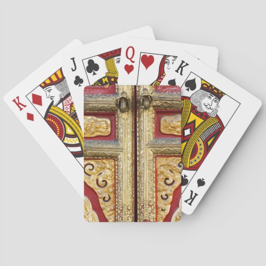 Gouden metaalwerk op deur pokerkaarten (Achterkant)