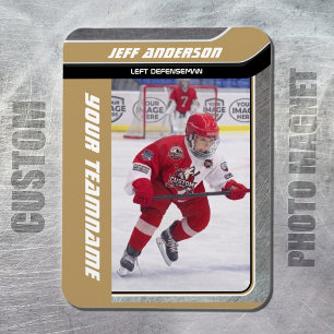 Gouden Metal IJshockey Foto Magneet